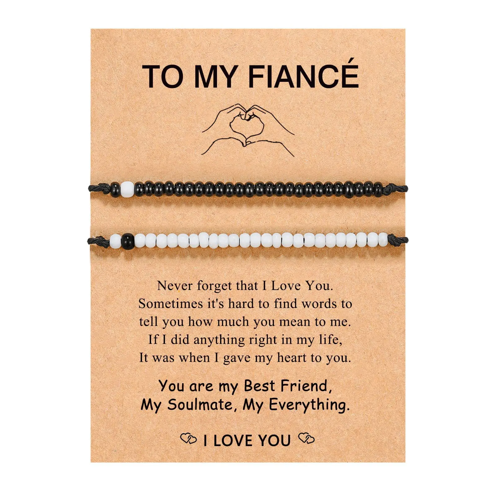 DAVINI 1set Morse Code Black White Bead Set Couple Bracelet Pinky Promise Beaded Adjustable Braided Bracelet Jewelry view 3