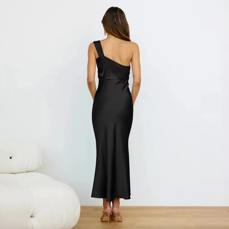 Vestido de bandagem sexy irregular feminino, bainha monocromática, stretch chique, figura elegante, corpo elegante, festa de aniversário, verão, novo, 2022