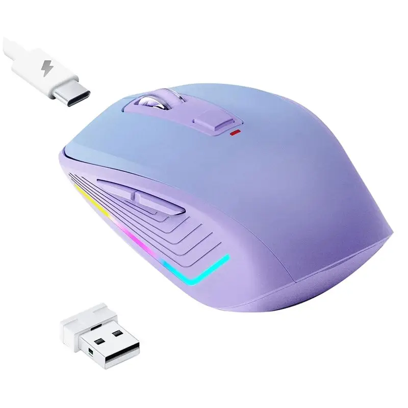 Exquisite-Wireless Mouse, Computer Mouse With RGB Backlit, Rechargeable Bluetooth Mice, Optical USB Mouse For Home Office