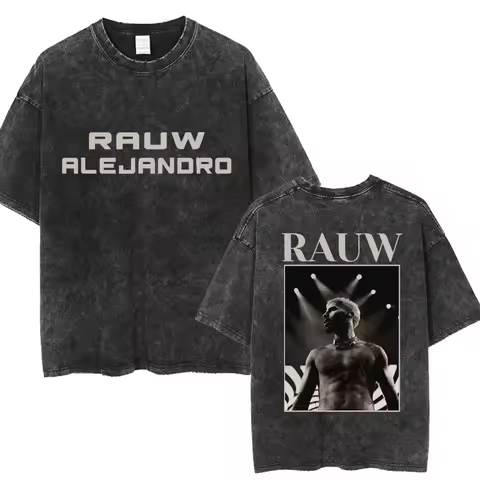 Singer Rauw Alejandro Saturno Print Wash Tshirt Men Women Retro Fashion Style T-shirt Hip Hop Oversized T Shirt Streetwear Male