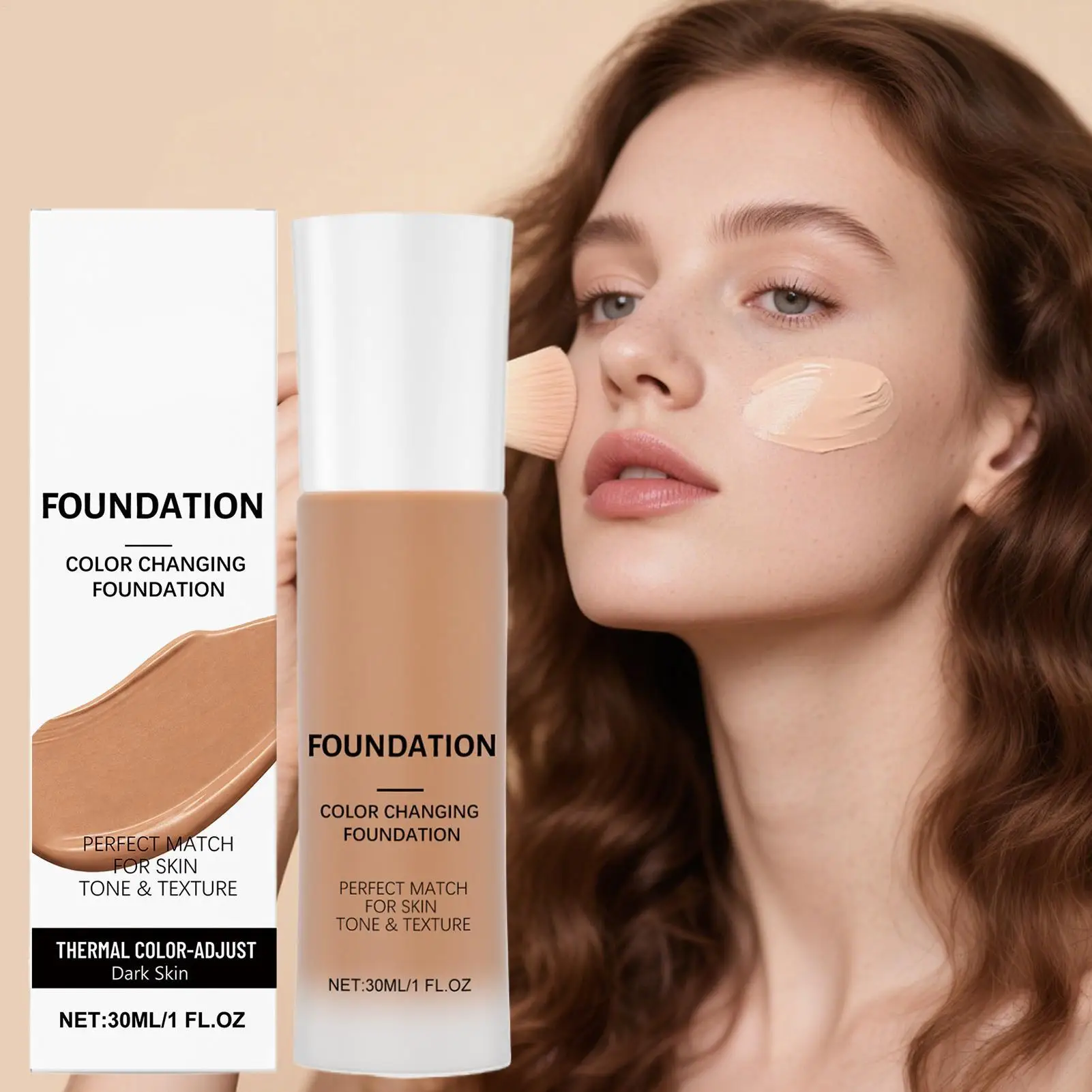 30ml Color Changing Foundation Makeup Face Buildable Primers Color Changing Foundation for Blemishes Imperfections Beauty Skin