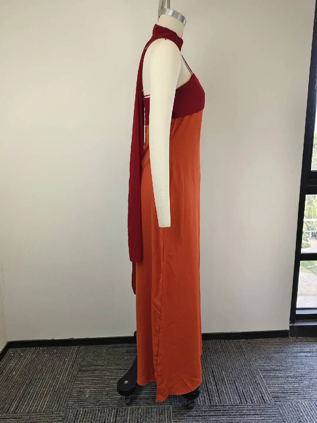 Schickes Kleid mit Schal-Kragen und Trägern, Damen Sexy Tailliertes Schlitz-Kleid, Figurbetontes Langes Kleid 2026, Damen Club-Party Vestidos Neu – Detail 8