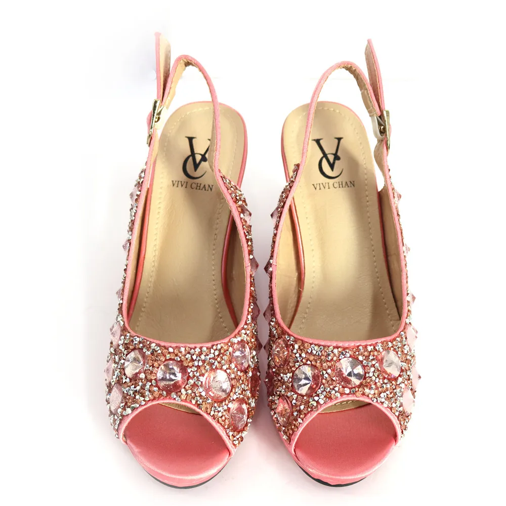 Newest Sexy Pumps Summer Sandals Mules Toe Women Pumps Woman Party Shoes Wedding Pumps Women Shoes Decorated with Rhinestone