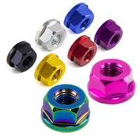 M6 M8 M10 M12 M14 Motorcycle Anodized Screw Bolt Nylon Hex Insert Lock Nut Universal Axle Flange Rear Locknuts Self-locking Nut