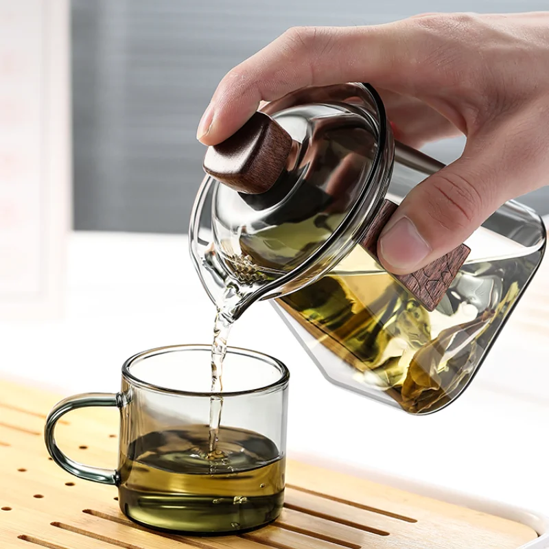 Tazón de té con tapa de vidrio anticaliente, juego de tazón de té de kung fu, olla de agarre de mano de gran número