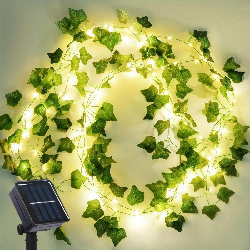 

Светодиодные гирлянды из искусственных листьев плюща, 8 режимов, сказочная лампа зеленой лозы на солнечной энергии для наружного рождественского сада, декора на Хэллоуин