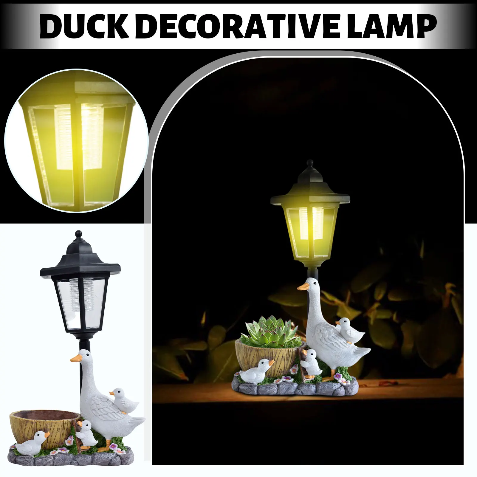 Simulated White Duck Resin Solar Outdoor Light, Creative Garden Courtyard Solar Light Ornament, Outdoor Decoration