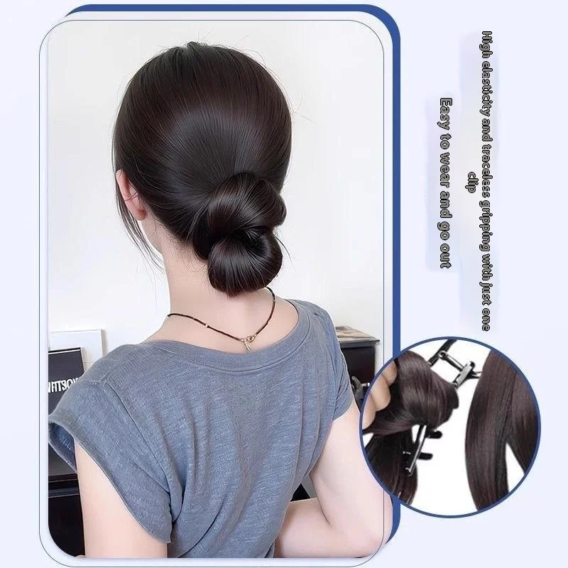 Synthetic Half-tie Hair Claw Shuttlecock Head Lazy Meatball Head Crab Clip Wig Catch Clip High Ponytail Hair Accessories