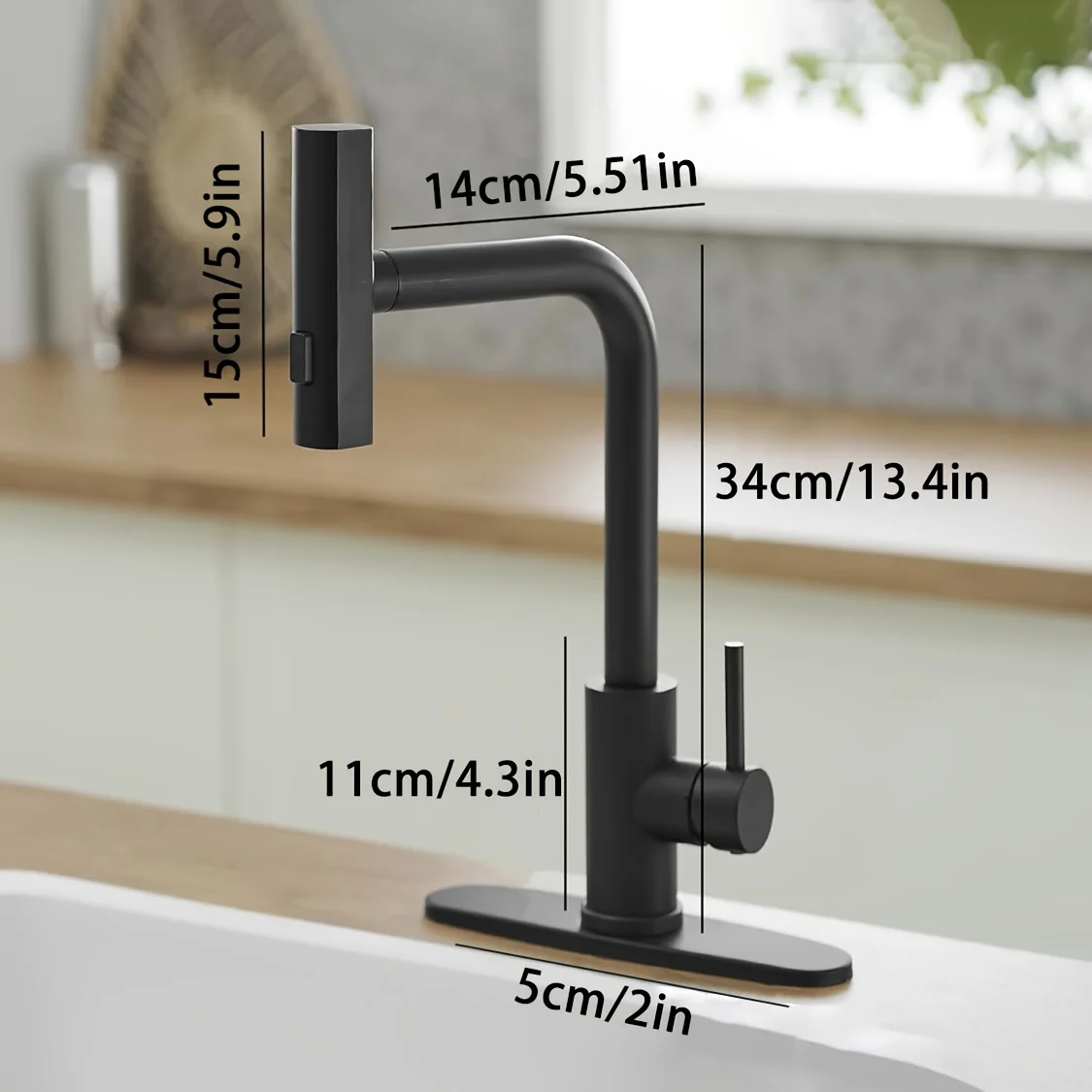 1 PC Black Kitchen Faucet With Pull Down Spray, Waterfall Kitchen Sink Faucet, Commercial Utility Stainless Steel Kitchen Faucet - view 4