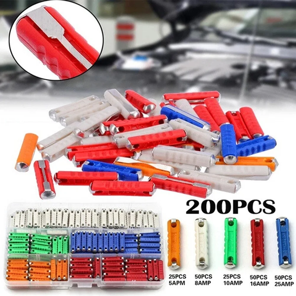 100/200 Pcs Continental Car Fuses Type For Vintage Classic Cars European Bar Torpedo Fuse Set 5/8/10/16/25AMP 25X6MM
