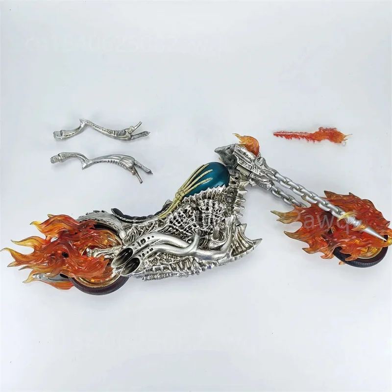 Ghost Rider mit Motorrad Figur zum 85. Jubiläum, Leuchtende Flammen-Effekt Glühende Motorrad-Sammlerfigur Modell Spielzeug 38CM – Detail 17