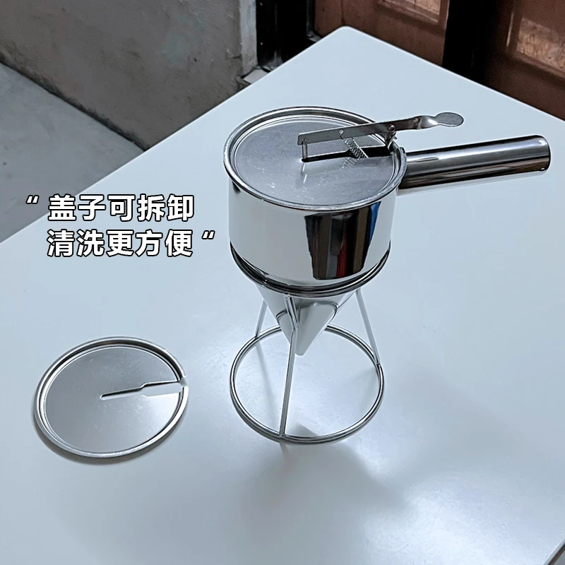 Stainless Steel Large Takoyaki Funnel Handheld Dispenser Tool for Cooking