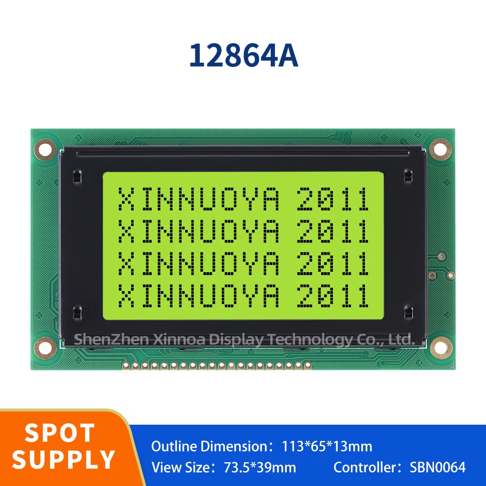 12864a 20pin 5v 128x64 נקודה lcd מודול מסך ירוק צהוב 12864 תצוגה עם תאורה אחורית nt7108 nt7107 nt7107 יציאת מקביל lcd12864