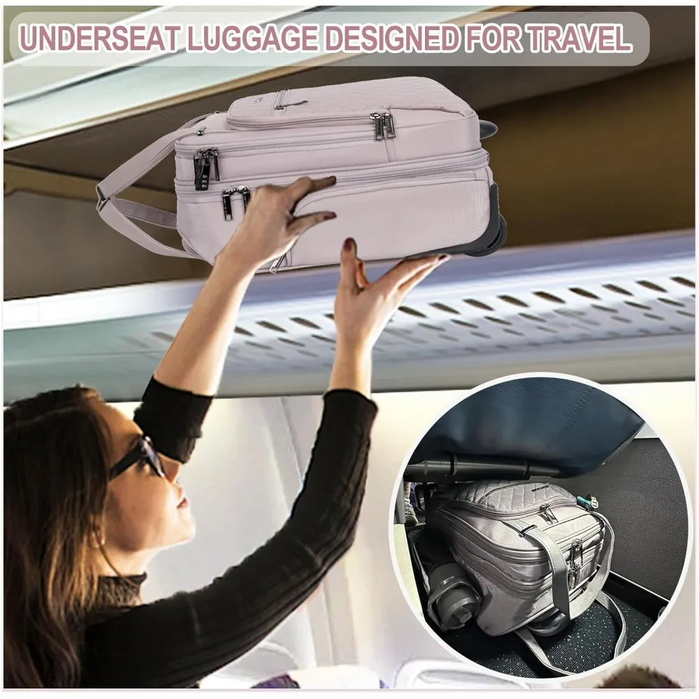 Lightweight Multi-functional Rolling Carry-On Bag with Wheels for Overnight Weekend Travel