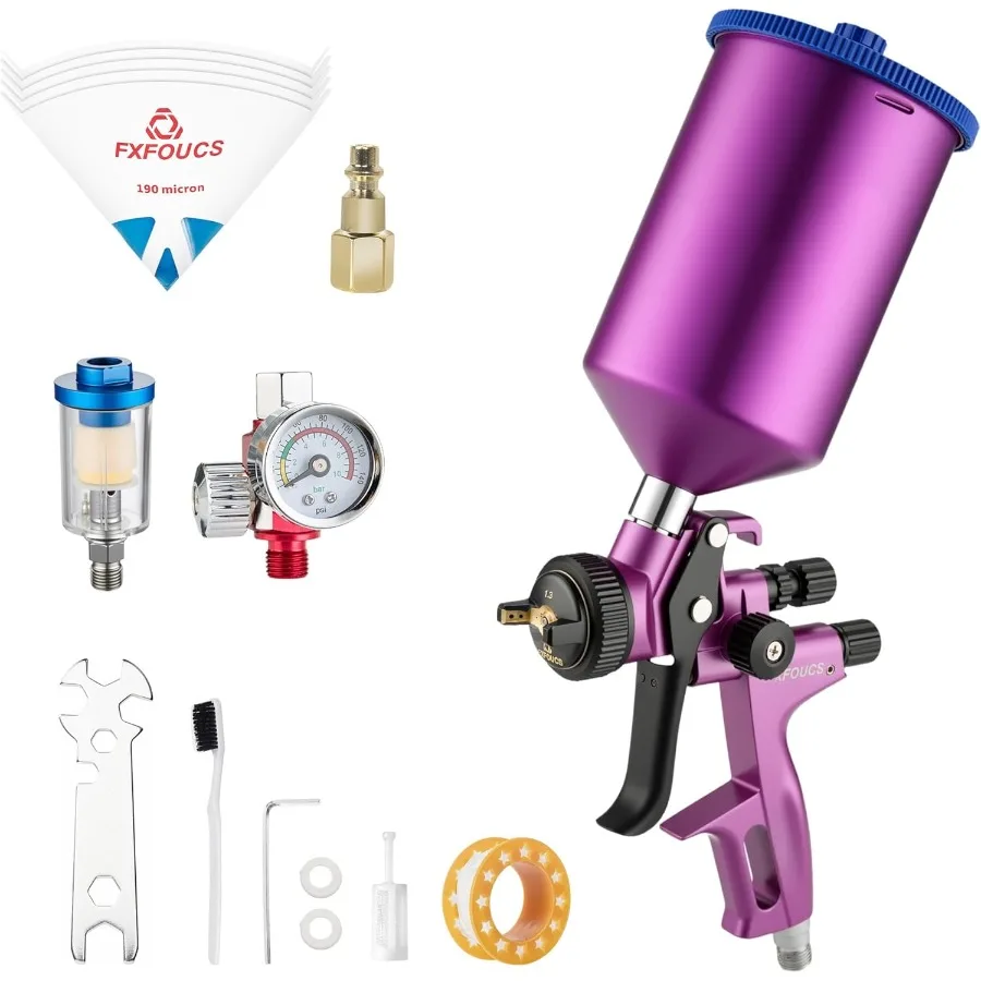 

HVLP Spray Gun with 1.3mm Nozzle Car Paint Gun Premium Tool Kit Perfect for a Wide Range of Applications Including Car Automoti