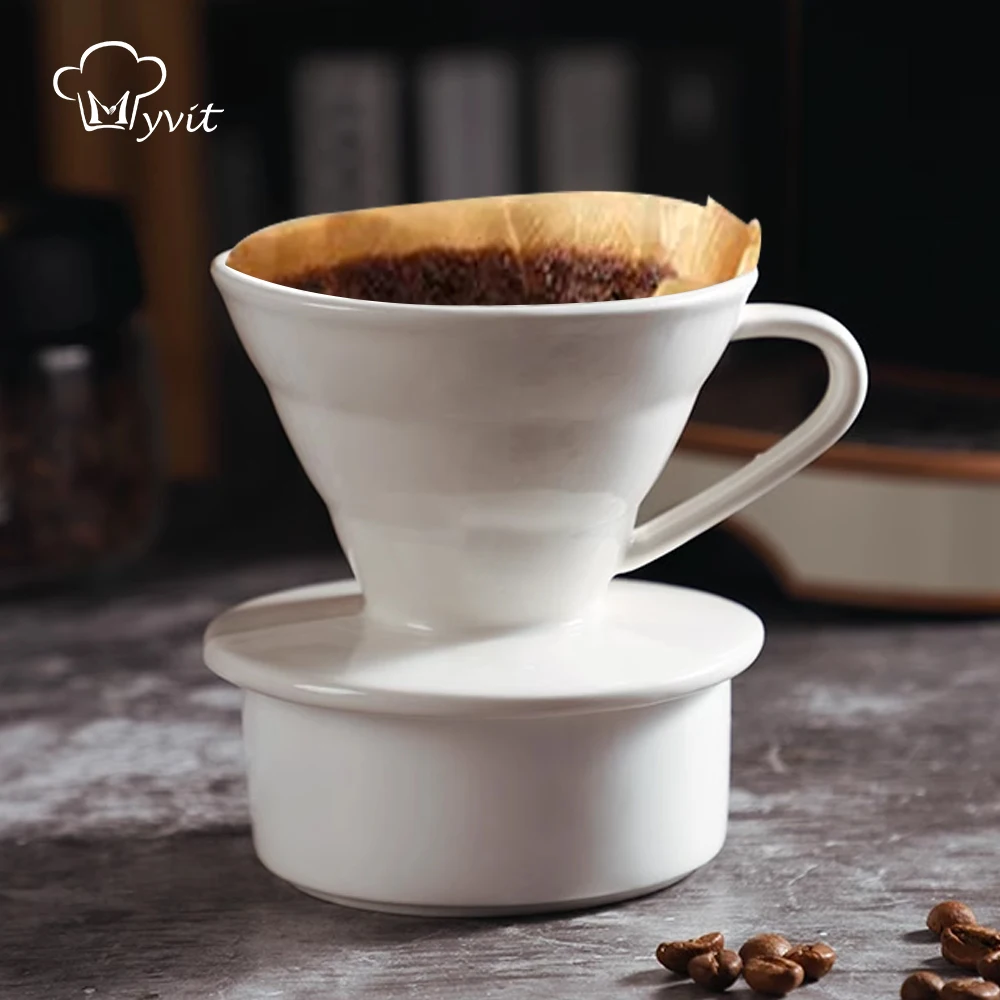 Ceramic Coffee Dripper Engine Coffee Brewing Filter Cup Pour Over Coffee Maker V Shape Drip Coffee Set