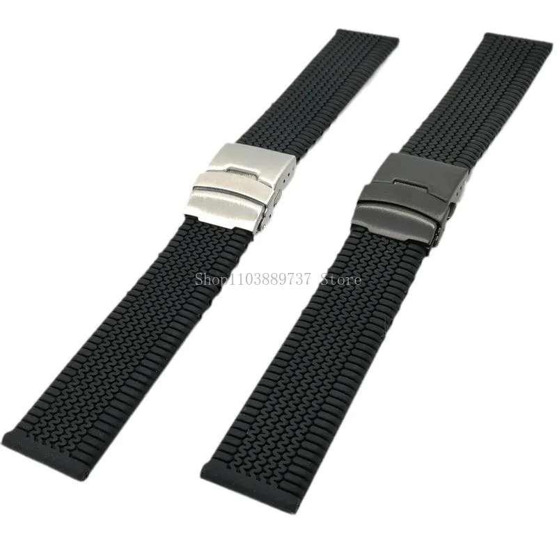 Silicone Watch Strap 20mm 22mm 24mm Soft Rubber WatchBand Men Women Folding Buckle Wristband Universal Waterproof Sport Bracelet