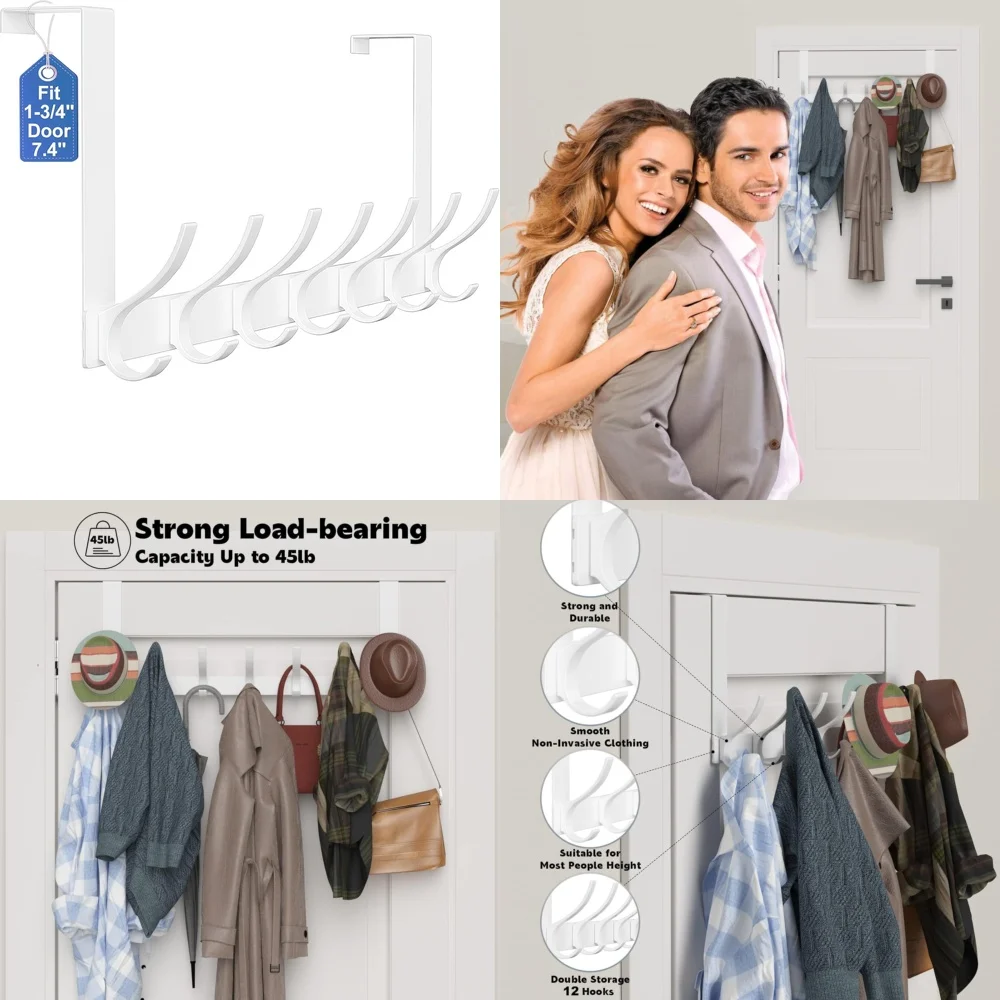 

Hook behind the doorOver the Door Hooks 12 Pack Heavy Duty Towel Coat Hanger White Organizer Rack for Bathroom Bedroom Closet