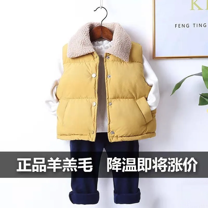 Children\'s vest autumn and winter boys\' new shoulder girls thin vest Korean version of the baby cotton vest wears foreign style