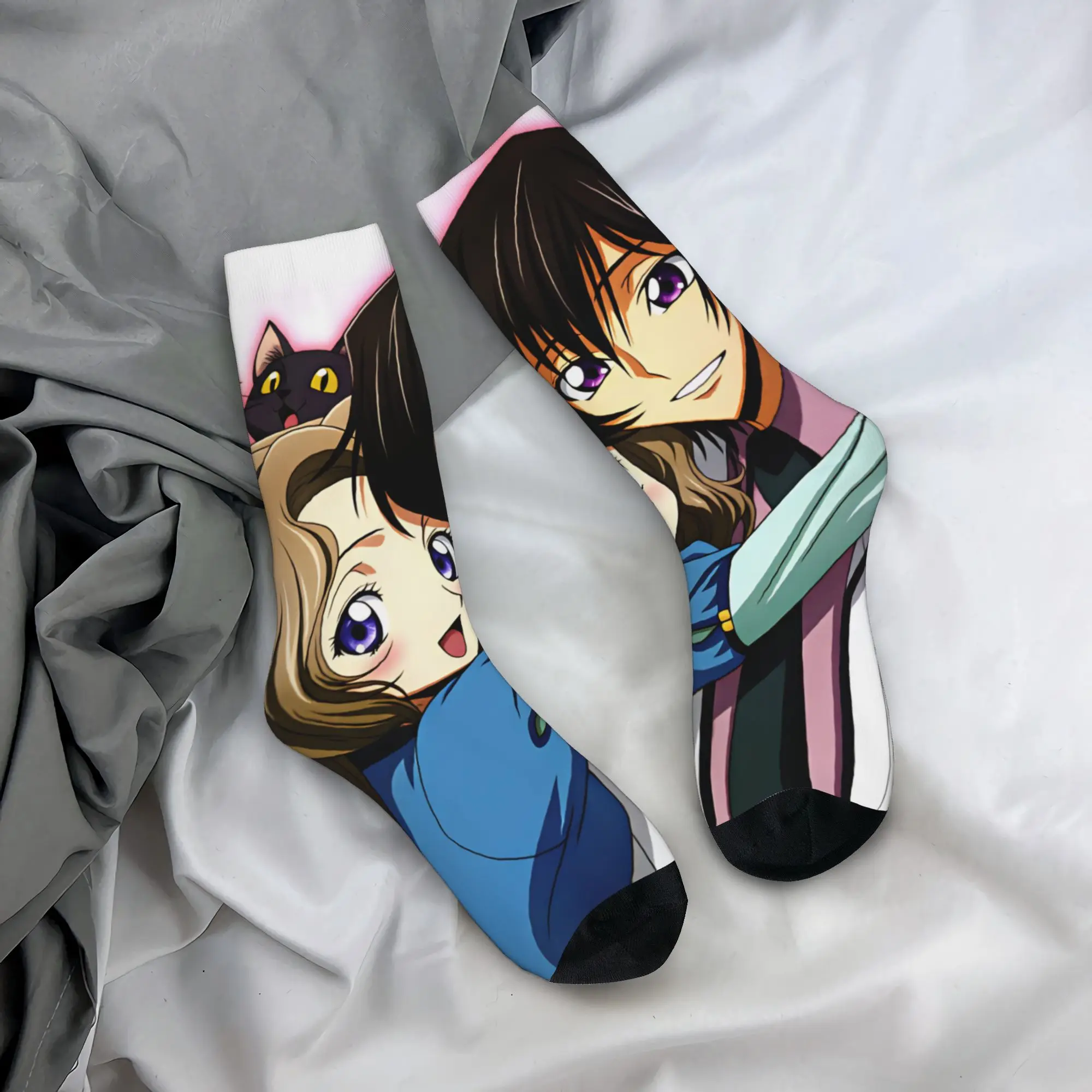 Novelty Men's Code Geass Lelouch of the Rebellion Dress Socks Unisex Warm Breathbale 3D Printed Anime Crew Socks