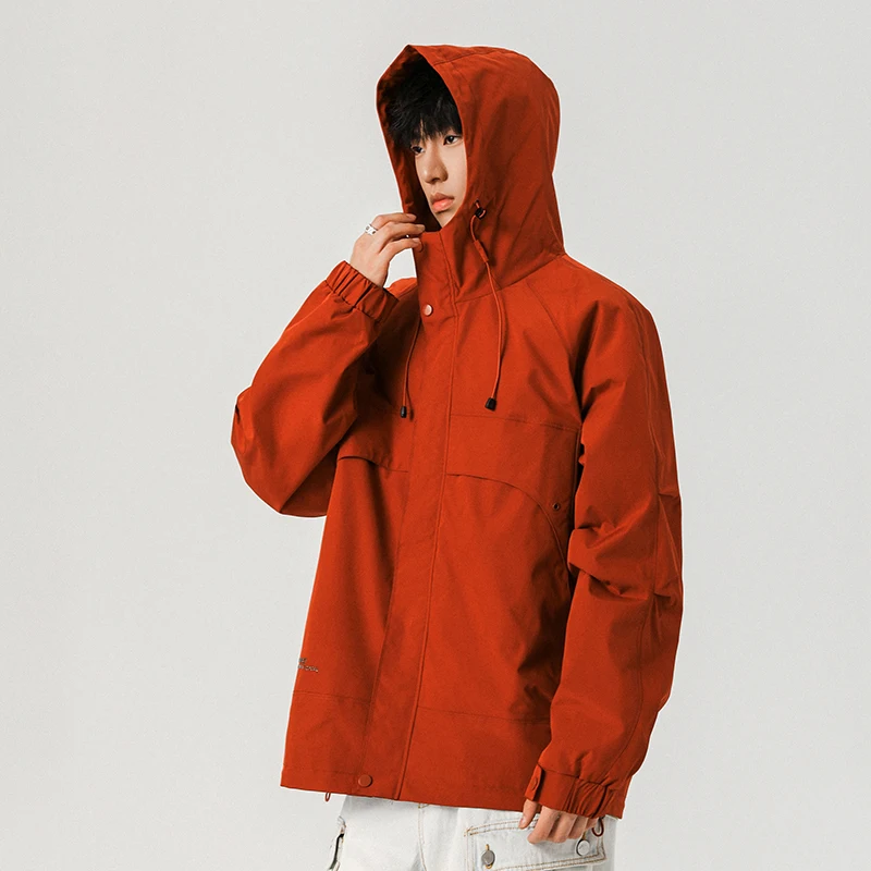 

Модные мужские куртки с капюшоном, уличная городская уличная одежда, осенняя комфортная уютная верхняя одежда, зеленый, хаки, черный, красный, базовое пальто, стильный вид