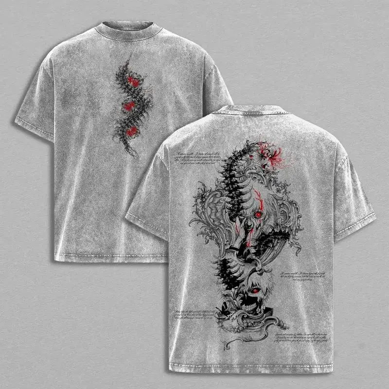 Camiseta gráfica de Manga Tokyo Ghoul Ken Kaneki, camiseta Vintage lavada de gran tamaño, ropa para hombres y mujeres, camisetas de manga corta de algodón