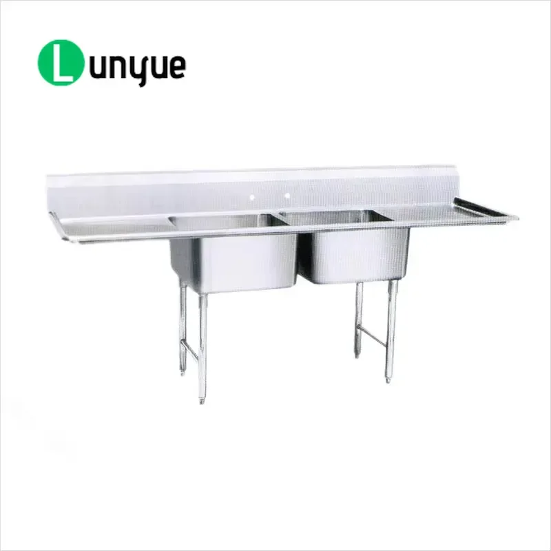 2100mm Stainless Steel Manual Kitchen Sink 3 Slots Undermount Square Basin for Hotel Restaurant Commercial Use Durable Large