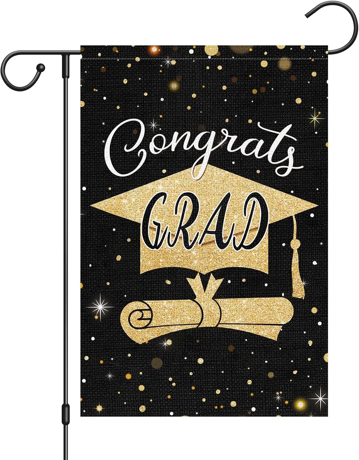 Graduation Garden Flag Garden Flag 12x18 Double Sided Burlap, Small Congrats Grad Garden Yard Flags Sign Banner for Outside Outd