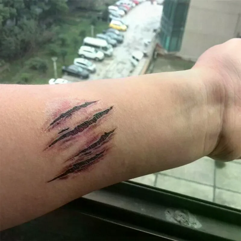 DIY Wound Blood Wound Stickers Halloween Tattoo Stickers Zombie Scar Tattoo Simulation Horror Bleeding Suture Scar Stickers