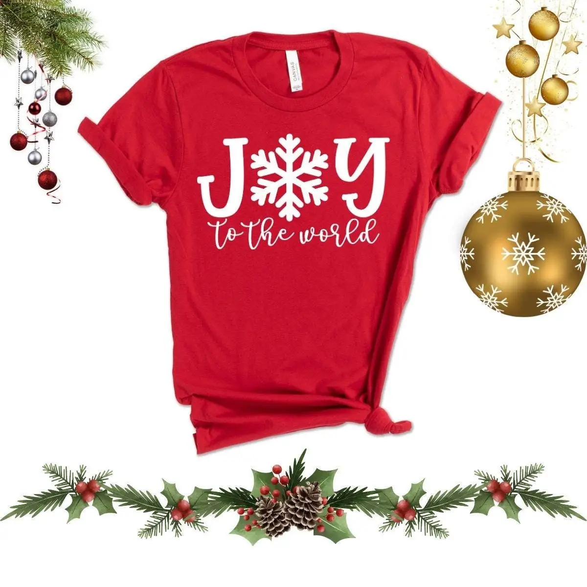 Joy To The World Christmas T Shirt True Story Santa Claus Religious Gift Winter For