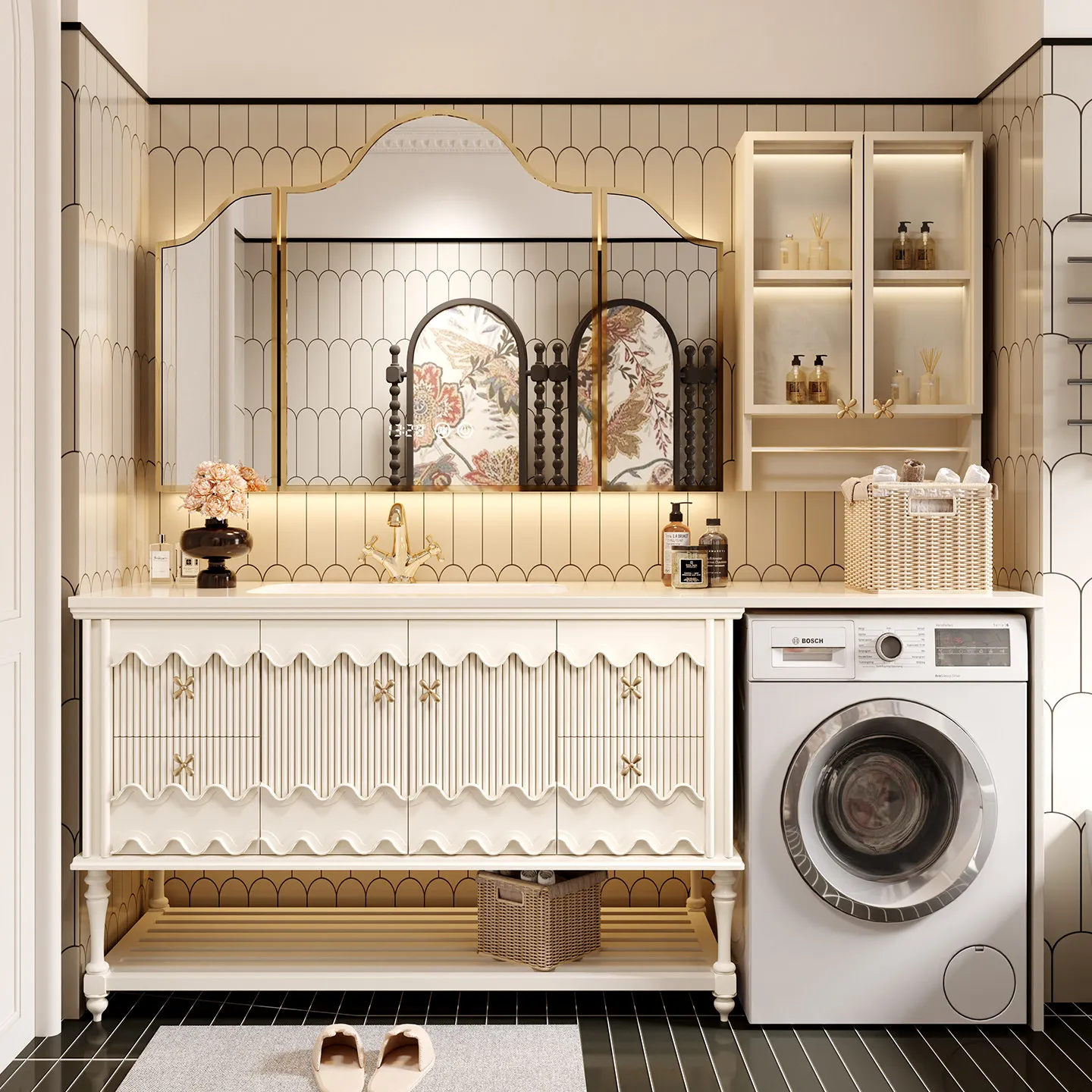 

Bathroom cabinet sink Indoor washing machine combination cabinet