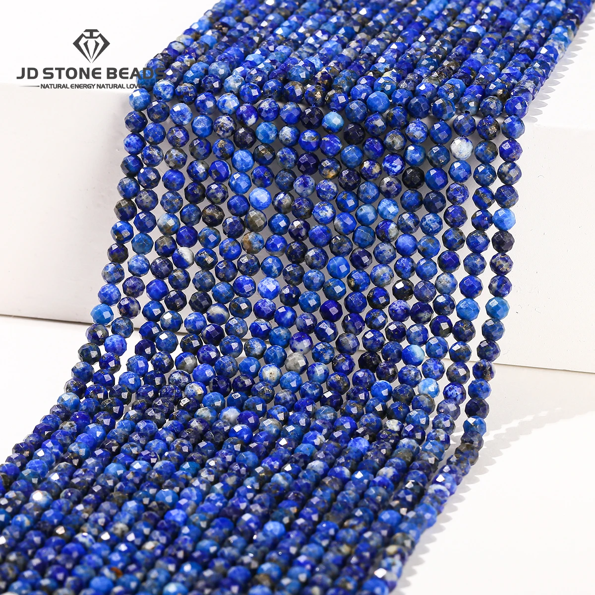 2 3 4 مللي متر الأوجه اللازورد الطبيعي الخرز فاصل فضفاض مستدير حبة صغيرة لصنع المجوهرات عقد دي اي واي سوار الإكسسوار 15" #1