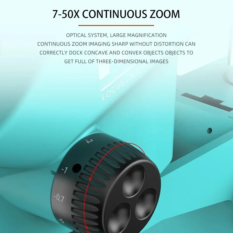 RF4 Trinocular Stereo Microscope Head 7X-50X Simul-Focal w/ 10X Eyepieces for PCB Soldering, SMD Repair & Industrial Inspection