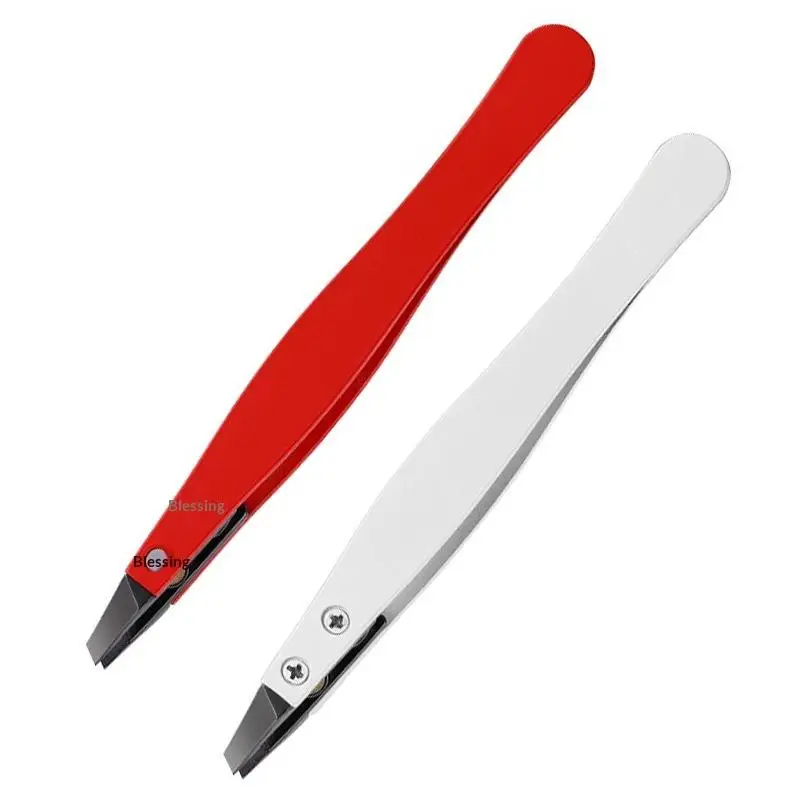 (.) Zirconia Ceramic Pointed Tweezers Stainless Steel Tweezers With Slanted Tips Edges Eyebrows Beards Hair Eyelash Tweezers