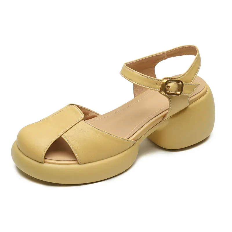 

2024 Summer New Leather Cowhide Sandals Women Fashion Casual Beach Shoes Good Quality Free Postage