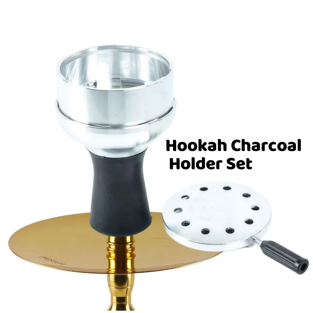 

Metal Hookah Charcoal Holder Set Tin Foil-Free Windproof Silicone Tobacco Bowl with Cover Heat-resistant Shisha Smoke Accesoires