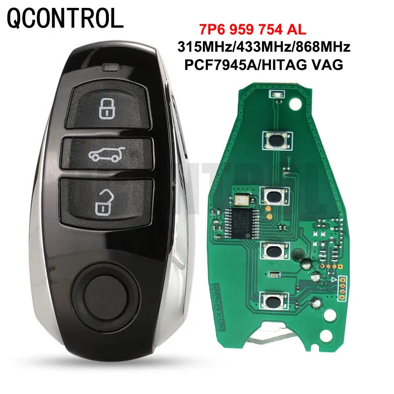 QCONTROL 315/433/868MHz Smart Remote Key 3/4 Button Fob for Volkswagen Touareg 2011 2012 2013 2014 With Small key FCCID: IYZVWTO