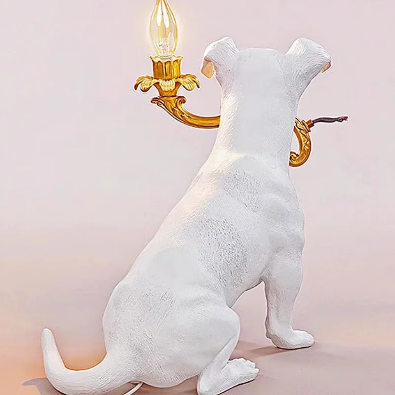 Italian Animal Thread Dog Table Lamp, Nordic Creative Living Room, Bedroom Study, Bedside Decorative Ornaments, Resin Lamps