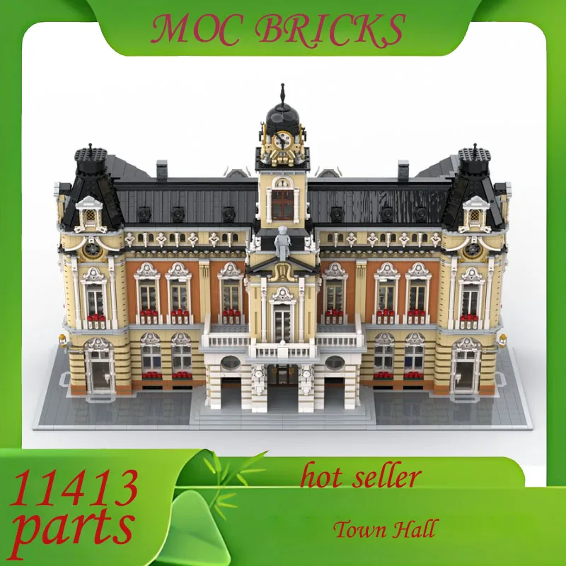 Personalizza 14705PCS Classici Town Hall MOC Puzzle Creativo StreetView Architettura Modello tecnico Compleanno Assemblaggio Giocattolo Regali