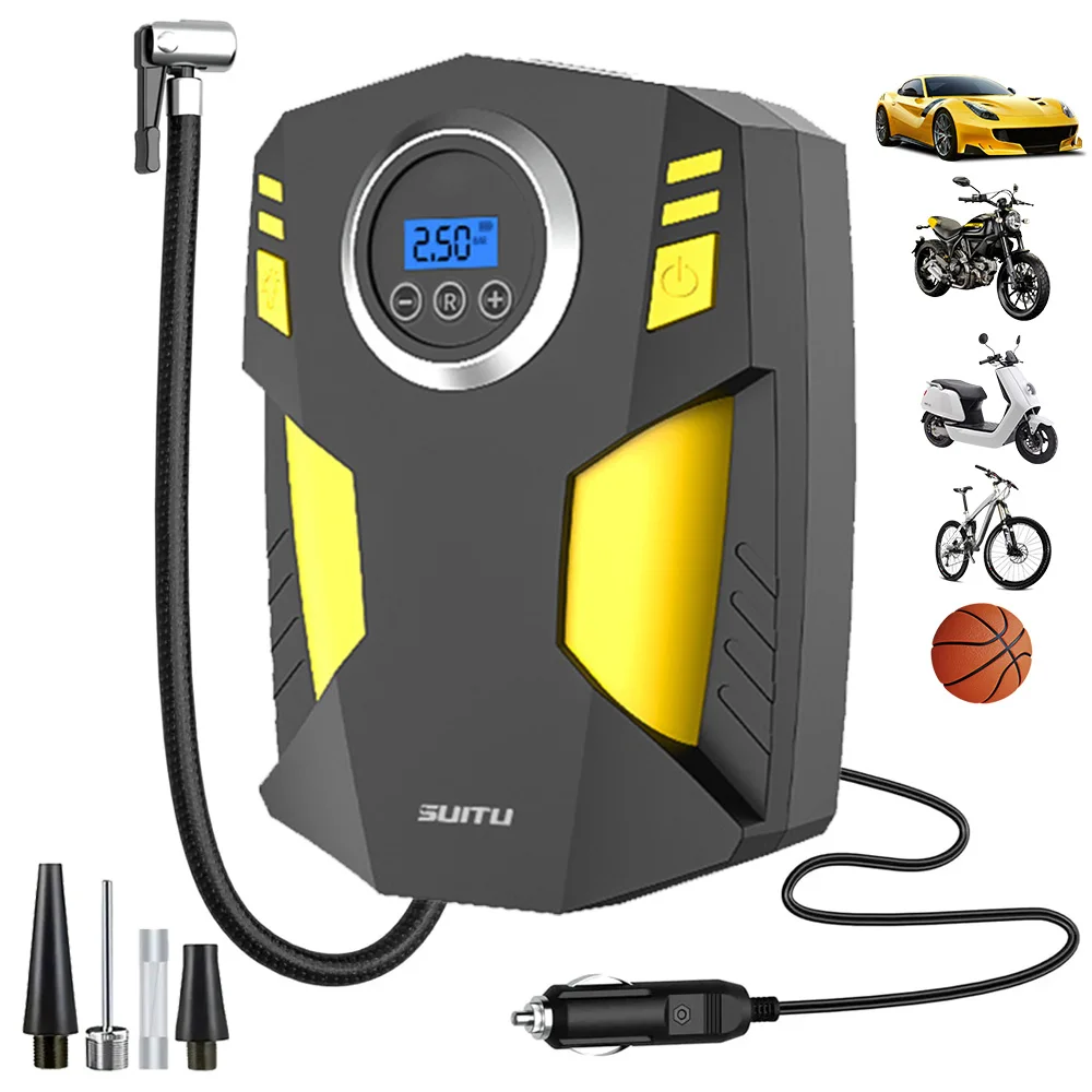 

Автомобильный воздушный насос с цифровым дисплеем 12 В, мощный портативный воздушный компрессор, с подсветкой, подходящим для автомобилей/мотоциклов