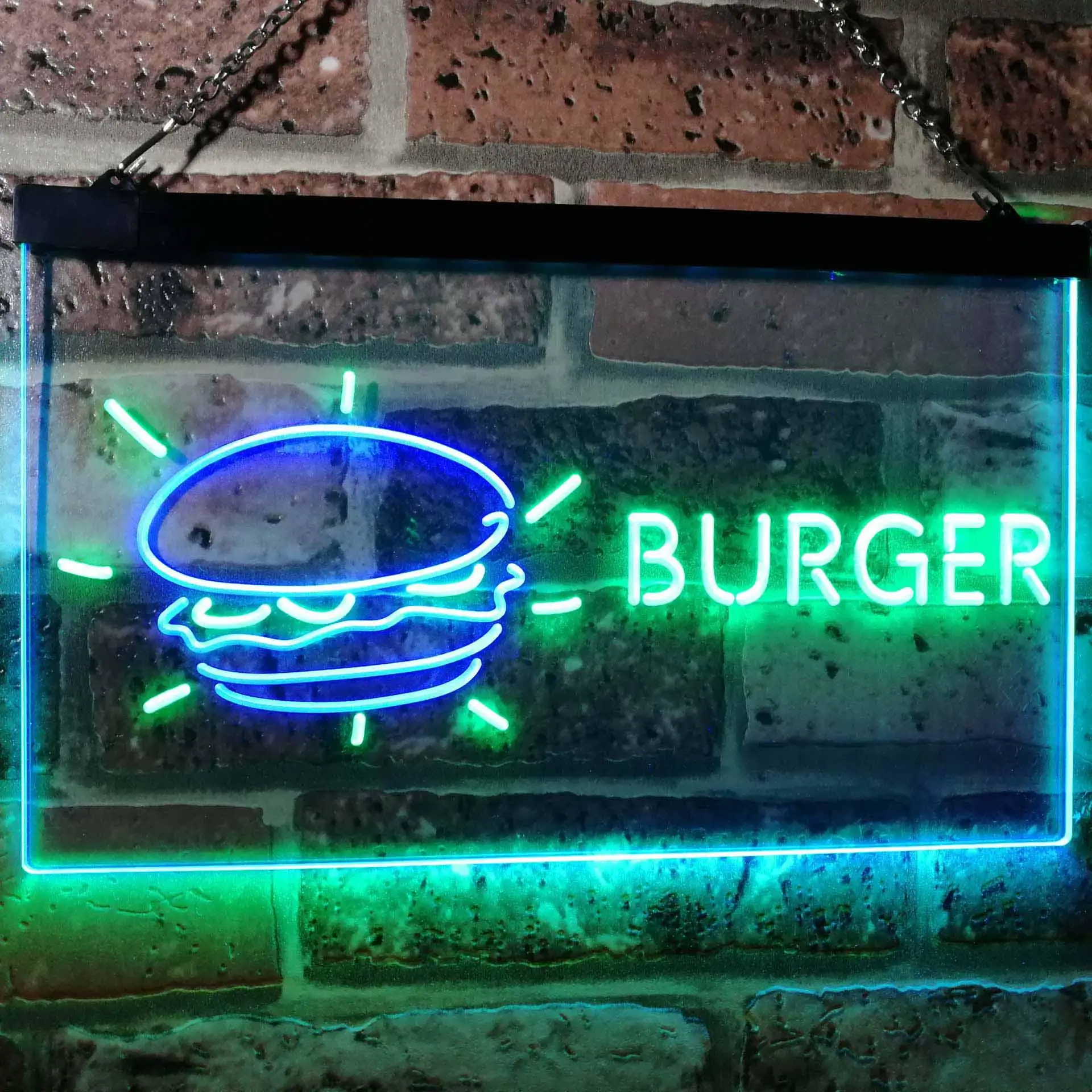 Burger Kitchen Decoration Dual-color LED Neon Sign st6-i2177