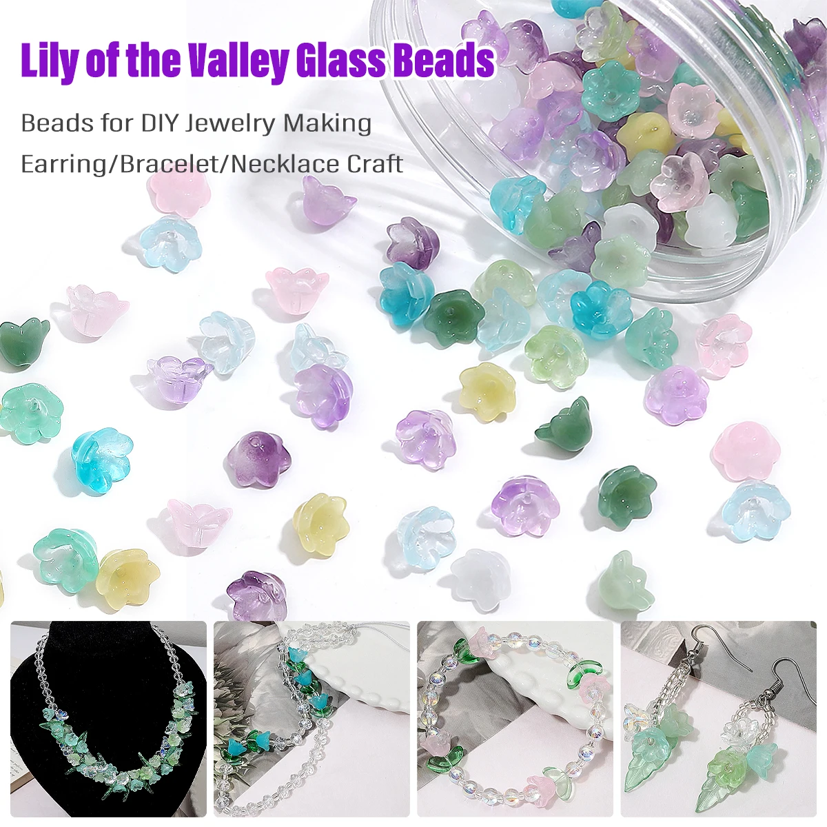 

Gradient Opaque Lily Valley Beads 12x7mm - Jade-like Glass Beads for Handmade Jewelry Necklaces Earrings