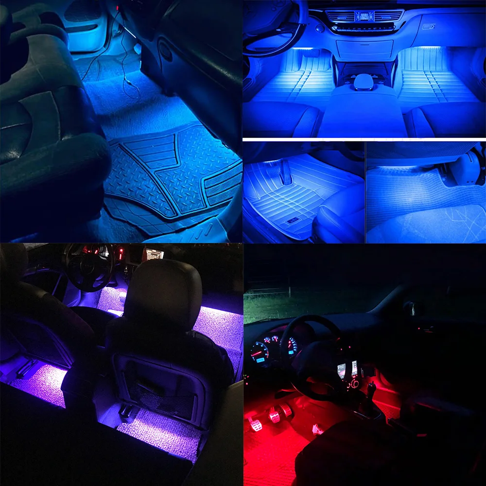 Led Car Foot Ambient Light Automotive Interior Decorative Lights LED Car Foot Light 24/36/48 LED Atmosphere Lamp Ambient Lamp