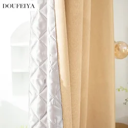 Quilted Soundproof Bedroom Curtains Simple Modern Full Blackout 2023 New Living Room Finished High-end Atmosphere Light Luxury