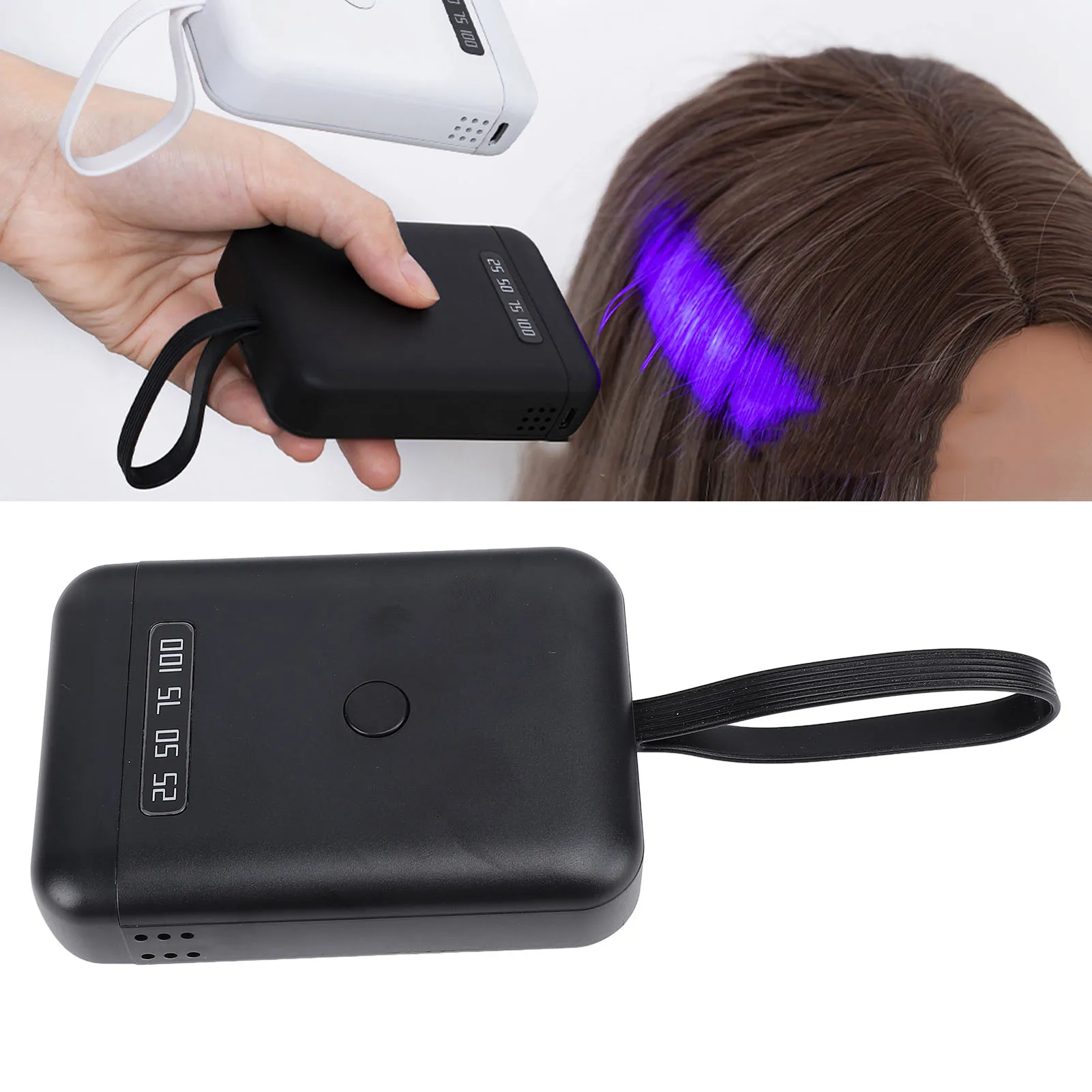 Handheld LED Curing Lamp ABS Silicone Lightweight 405nm Battery Display UV LED Hair Extension Light 18W Rechargeable for Home