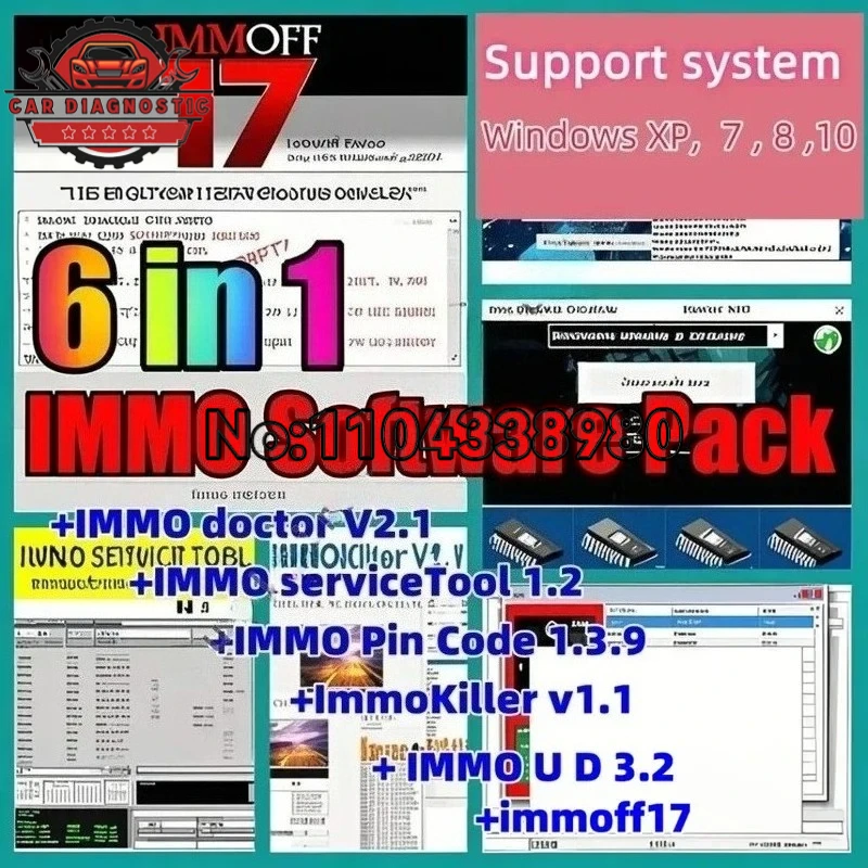 

Горячая программная упаковка для программного обеспечения IMMO OFF + вице-доктор IMMO 17 + доктор IMMO + сервисный инструмент IMMO + Калькулятор контактного кода IMMO + универсальное декодирование IMMO