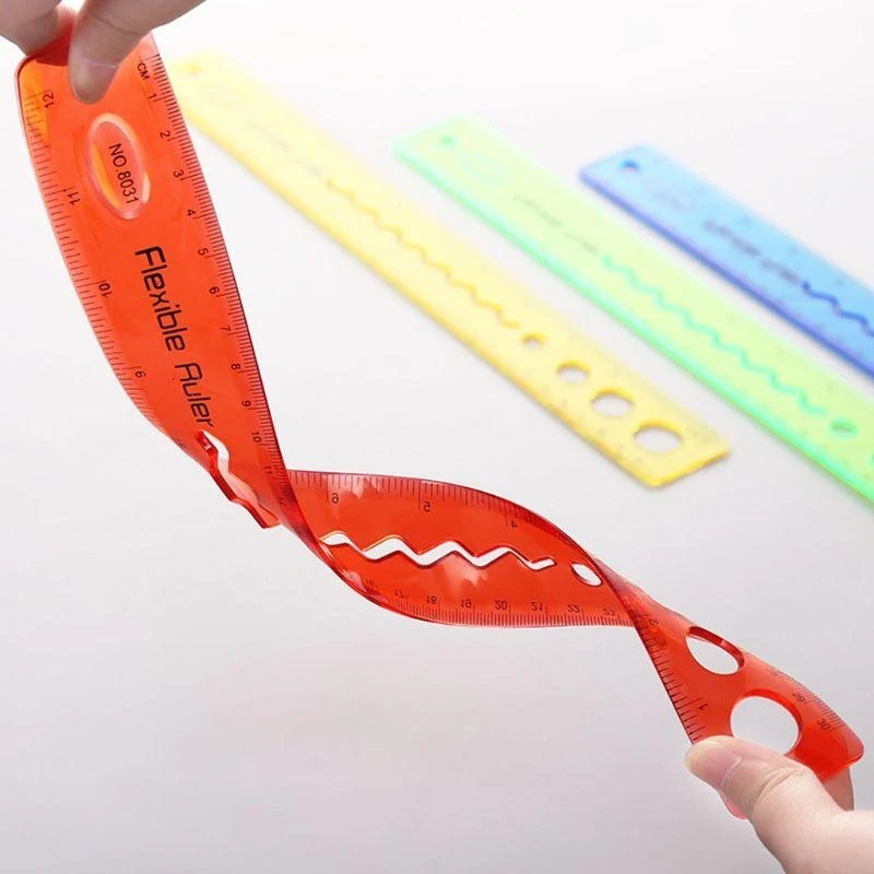 W89C 30cm Soft Flexible Ruler Multicolor Mesure Straight Rulers Office School Suppli