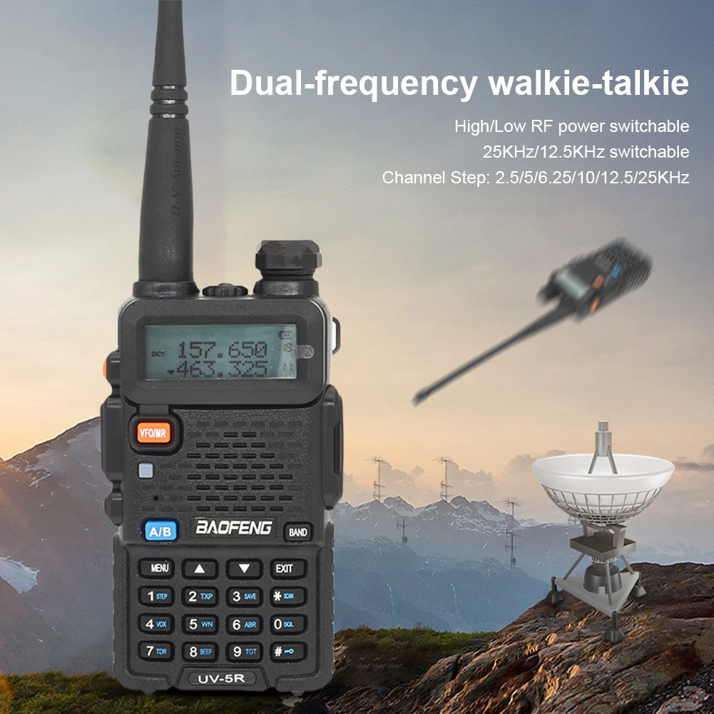 Baofeng UV-5R déterminer Walperforated Talkie VHF/UHF 136-174MHz et 400-520MHz 5W touristes bande radio bidirectionnelle 2 voies