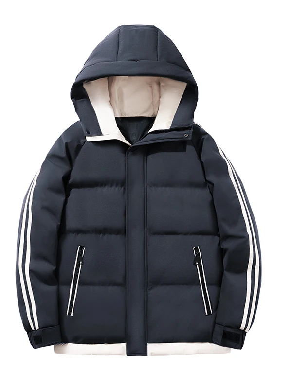 

Модная мужская зимняя ветрозащитная куртка-пуховик с капюшоном, утепленная хлопком, приталенного кроя, из полиэфирного волокна...