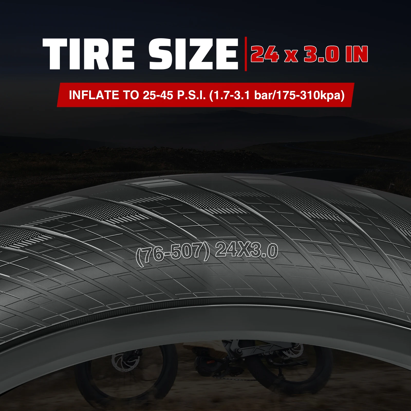 ZUKKA 1er-Pack 20/24/26x3.0 Fatbike-Reifen E-Bike-Reifen MTB Hochbelastbare Verschleißfeste E-Bike Mountainbike Schneereifen – Detail 7